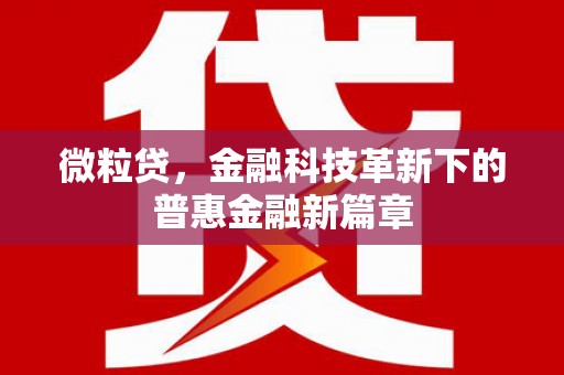 梨树微粒贷，金融科技革新下的普惠金融新篇章